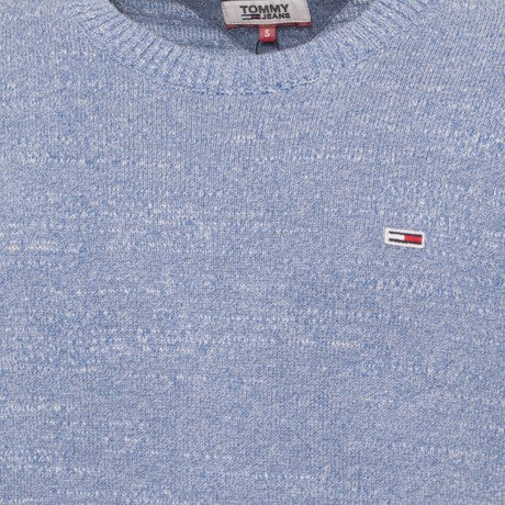 Tommy Jeans Maglione Uomo Blu Mélange Girocollo Cotone