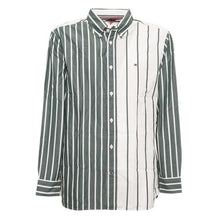 Tommy Hilfiger Camicia Uomo Casual Fit a Righe Verde Avorio Hunter Ivory