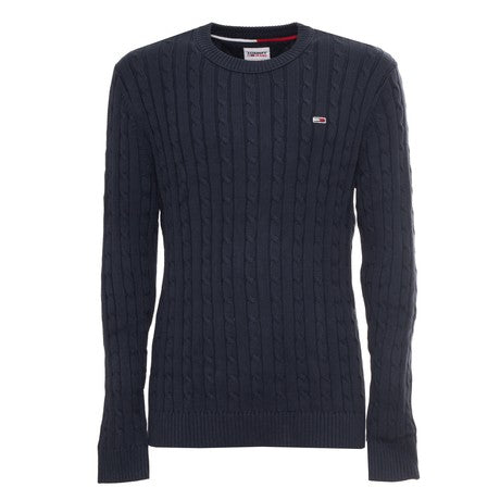 Tommy Hilfiger Maglione Uomo Blu Navy Girocollo Cotone Cable Knit