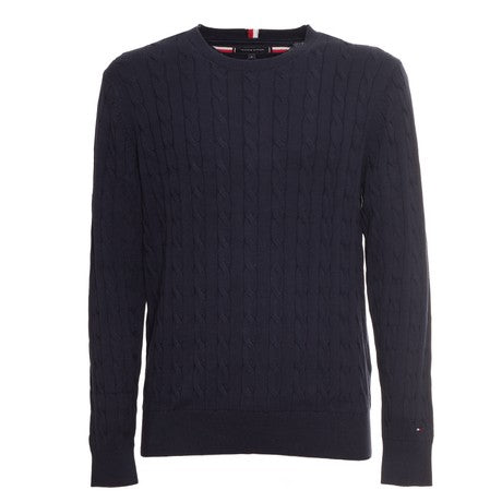 Maglione Uomo Tommy Hilfiger Girocollo Blu Navy in Cotone