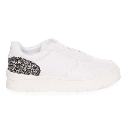 Sneakers Twinset Milano bianche con dettaglio glitter nero