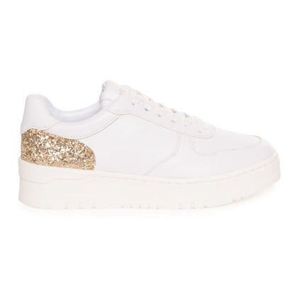 Sneakers Twinset Milano bianche con dettaglio glitter oro