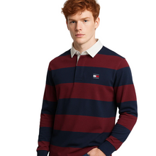 Tommy Jeans Polo Uomo a Righe con Colletto bianco a Contrasto