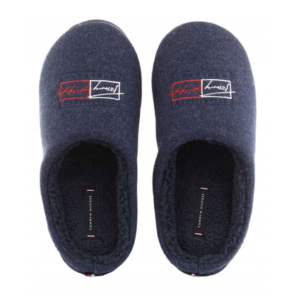 Pantofole Uomo Tommy Hilfiger Logo Blu Navy - In Lana e Poliestere