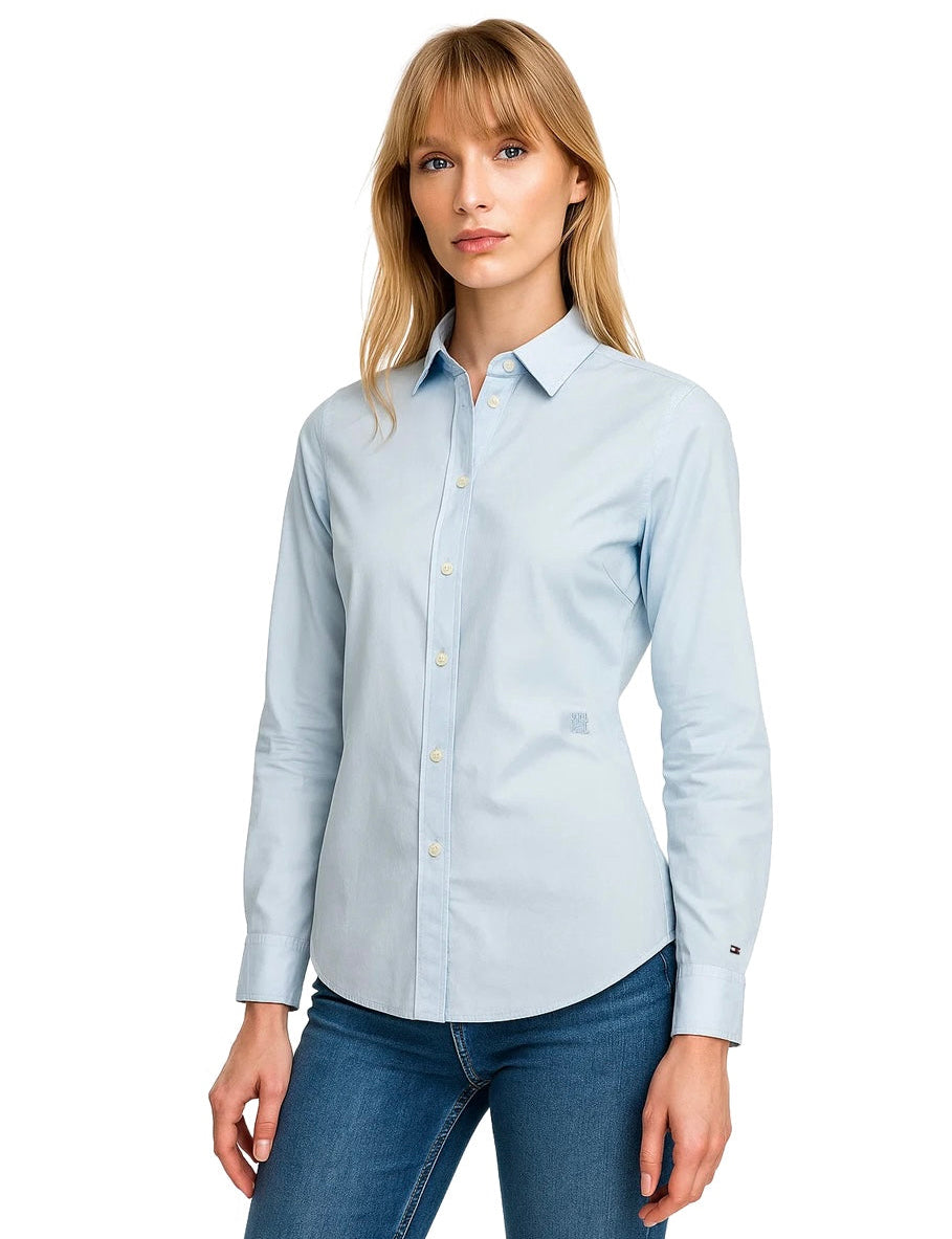 Camicia Donna Tommy Hilfiger Brittany Blue - Cotone, Collo Classico
