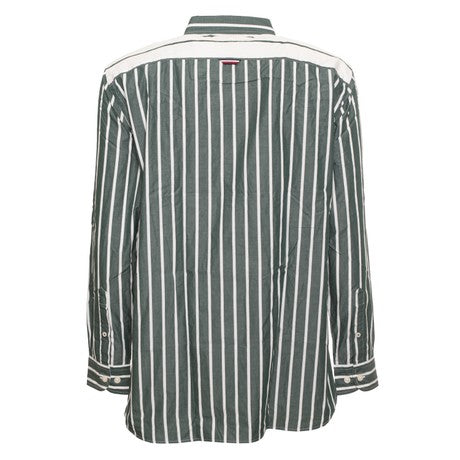 Tommy Hilfiger Camicia Uomo Casual Fit a Righe Verde Avorio Hunter Ivory