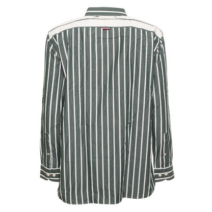 Tommy Hilfiger Camicia Uomo Casual Fit a Righe Verde Avorio Hunter Ivory