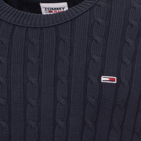 Tommy Hilfiger Maglione Uomo Blu Navy Girocollo Cotone Cable Knit