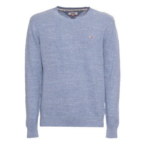 Tommy Jeans Maglione Uomo Blu Mélange Girocollo Cotone