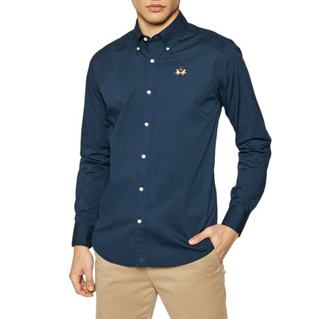 Camicia Uomo La Martina Originale Slim Fit Manica Lunga Blu Navy
