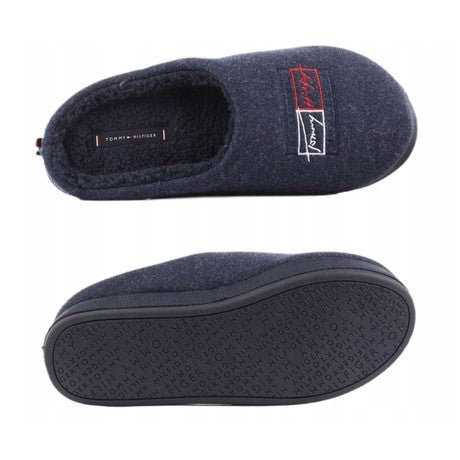 Pantofole Uomo Tommy Hilfiger Logo Blu Navy - In Lana e Poliestere