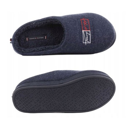 Pantofole Uomo Tommy Hilfiger Logo Blu Navy - In Lana e Poliestere