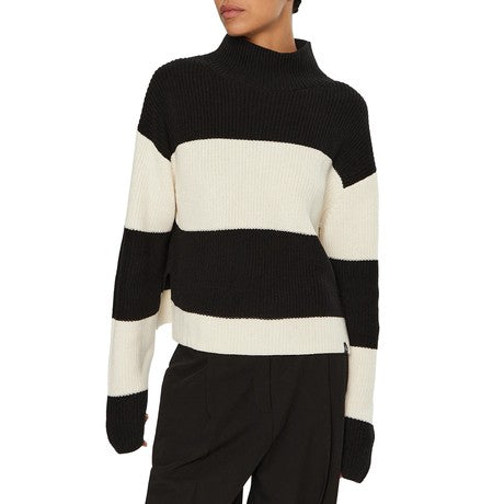 Calvin Klein Jeans Maglione Donna a Righe Nero Bianco in Cotone