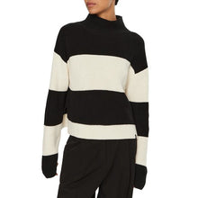 Calvin Klein Jeans Maglione Donna a Righe Nero Bianco in Cotone