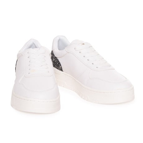 Sneakers Twinset Milano bianche con dettaglio glitter nero