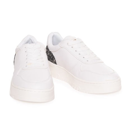 Sneakers Twinset Milano bianche con dettaglio glitter nero