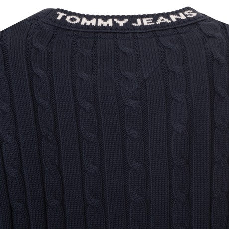 Tommy Hilfiger Maglione Uomo Blu Navy Girocollo Cotone Cable Knit