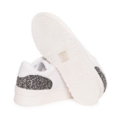 Sneakers Twinset Milano bianche con dettaglio glitter nero