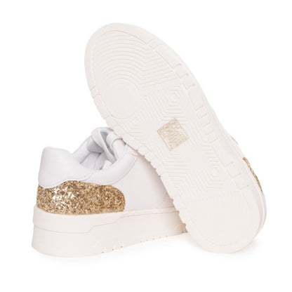 Sneakers Twinset Milano bianche con dettaglio glitter oro