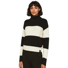 Calvin Klein Jeans Maglione Donna a Righe Nero Bianco in Cotone