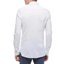Tommy Hilfiger Camicia Uomo Slim Fit Bianco Navy Microfantasia Cotone