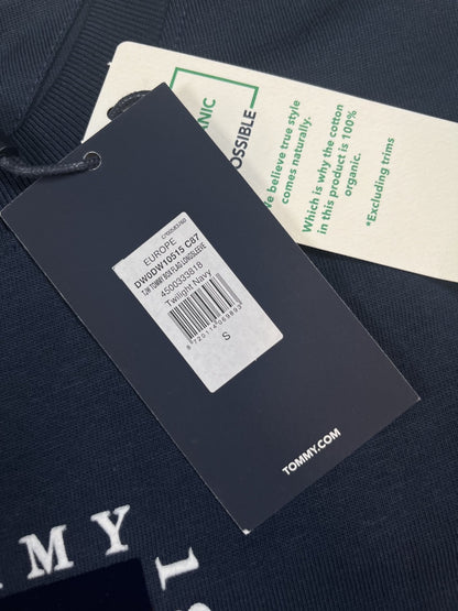 Maglia Tommy Jeans uomo blu manica lunga logo frontale